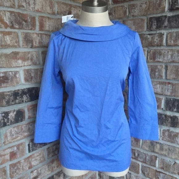 Talbots Boat Neck Round Foldable Collar Shirt XS - Picture 1 of 7